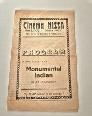 Carte veche Program Cinema Nissa fost Lido Bucuresti Pliant