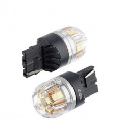 Set 2 Becuri led o faza T20 7440 W21W 15SMD 12V CANBUS Lumina alba