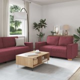 Cumpara ieftin Set canapea cu perne, 2 piese, roșu vin, material textil