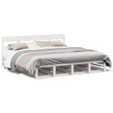 Cumpara ieftin Cadru de pat fara saltea, alb, 200x200 cm, lemn masiv pin