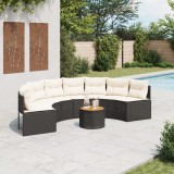vidaXL Canapea de grădină cu perne, semi-rotundă, negru, poliratan 3318530