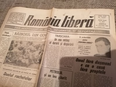 Ziar Romania Libera - Sambata 26 Ianuarie 1991 foto