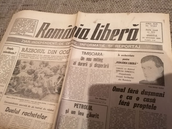 Ziar Romania Libera - Sambata 26 Ianuarie 1991