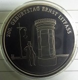 (A94) MONEDA DIN ARGINT GERMANIA - 20 EURO 2016, LIT. D, 200 ANI NASTEREA LUI ERNST LITFASS, STARE PROOF