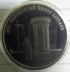 (A94) MONEDA DIN ARGINT GERMANIA - 20 EURO 2016, LIT. D, 200 ANI NASTEREA LUI ERNST LITFASS, STARE PROOF foto