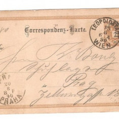 Austria Österreich 1890 Postal History Rare, Postal Card Wien to Prague D.051