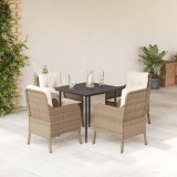 VidaXL Set mobilier de grădină cu perne, 5 piese, bej, poliratan