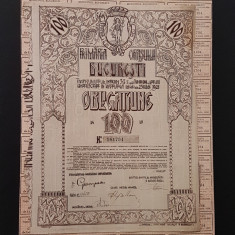Obligatiune 1921 primaria Bucuresti , titlu , actiuni