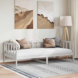 Cumpara ieftin Pat de zi, 90x200 cm, alb, lemn masiv de pin