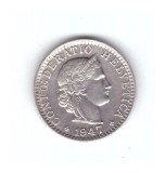 Moneda Elvetia 20 rappen 1947, stare buna, curata