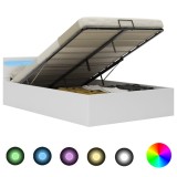 Gossi cadru pat hidraulic lada cu led alb 140x200 cm piele ecologica