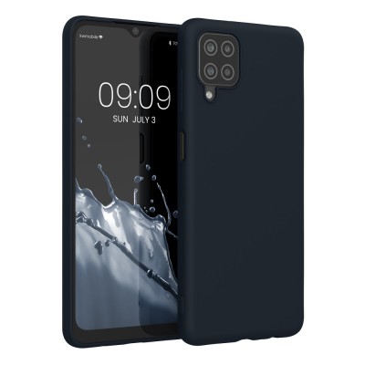 Husa Kwmobile pentru Samsung Galaxy A12, Albastru inchis, Silicon, KWM000012BL053C foto