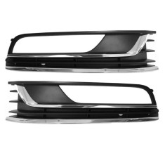 Set Grila Bara Fata VW Passat B7, 11.2010-2015, cu locas de proiectoare, cu 2 insertii cromate