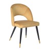 Scaun bucatarie / living fix Melendo, tapitat, otel + catifea, galben + negru