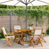 VidaXL Set mobilier de grădină 5 piese textil alb crem/lemn masiv