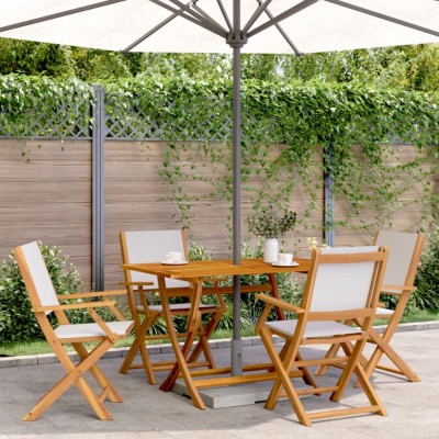 vidaXL Set mobilier de grădină 5 piese textil alb crem/lemn masiv 3281700 foto