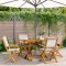 vidaXL Set mobilier de grădină 5 piese textil alb crem/lemn masiv 3281700