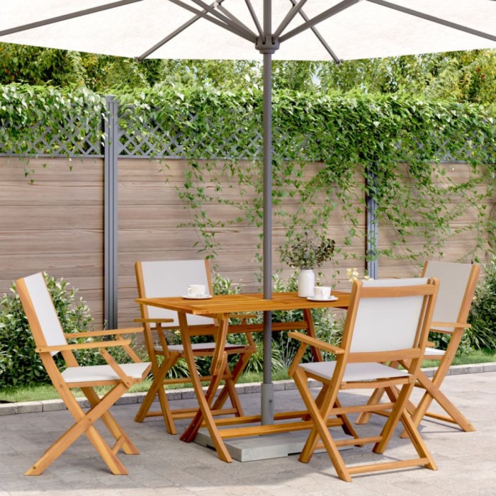 vidaXL Set mobilier de grădină 5 piese textil alb crem/lemn masiv 3281700