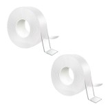 Cumpara ieftin Set 2 benzi dublu adezive pentru uz casnic, reutilizabile, lungime 5 m, latime 3 cm, transparente