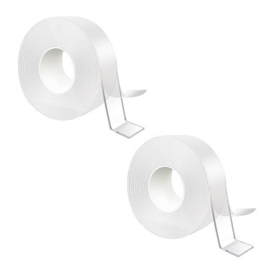 Set 2 benzi dublu adezive pentru uz casnic, reutilizabile, lungime 5 m, latime 3 cm, transparente foto