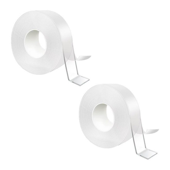 Set 2 benzi dublu adezive pentru uz casnic, reutilizabile, lungime 5 m, latime 3 cm, transparente