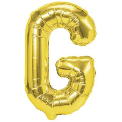 Balon folie metalizata litera g, flippy, 40 cm, umflati cu heliu sau aer, ambalaj individual, pai inclus, auriu foto