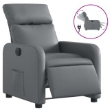 Cumpara ieftin Fotoliu rabatabil electric, gri, piele ecologica