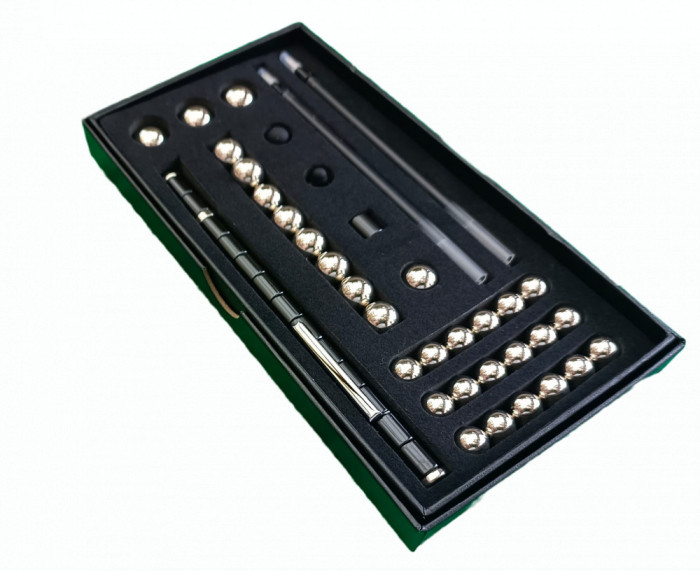 Set Pix Modular Magnetic Premium cu 30 Bile Magnetice, 14 Inele Magnetice, 2 Stylus-uri si 5 Mine, Negru