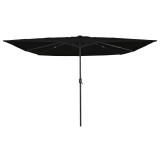VidaXL Umbrelă de grădină pătrată cu LED, 295x245 cm, negru