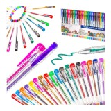 Set 25 Pixuri Gel cu Sclipici Metalice si Fluorescente pentru Desen