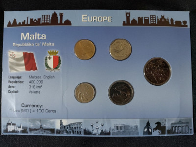 Seria completata monede - Malta 2001-2005 , 5 monede foto