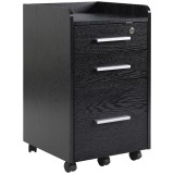 HOMCOM Dulap Portadocumente din Lemn cu 3 Sertare cu Chei de Securitate și 5 Roți, 39.2x40x65.4 cm, Negru | Aosom Romania