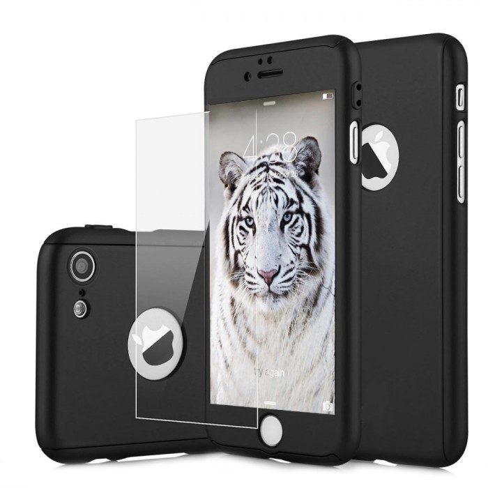 Husa telefon Iphone 6/6S Plus ofera protectie 360&deg; Ultrasubtire + Folie Sticla Securizata - Black