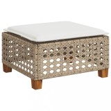 Cumpara ieftin Taburet de gradina cu perna, bej, 63,5x56x32 cm, poliratan