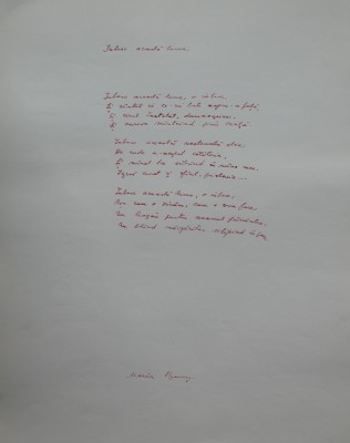 Manuscris de expozitie scris olograf de poeta Maria Banus poezia Iubesc aceasta lume foto