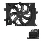 Ventilator radiator fara suport Hyundai I20 14, Solaris/Accent, Veloster, motor: 1.2, 1.4, 1.6, cu pre-resistor, cu vas expansiune, 390 mm; 3 pini,