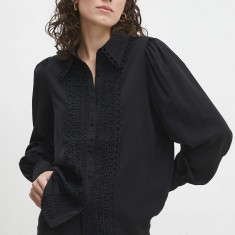 Answear Lab cămașă de damă, culoarea negru, regular, cu guler clasic