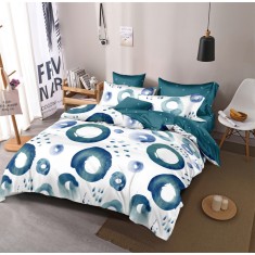 Lenjerie de pat pentru o persoana cu husa de perna patrata, Assana, bumbac mercerizat, multicolor