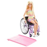 Papusa Barbie Fashionistas, Blonda in scaun cu rotile, Mattel