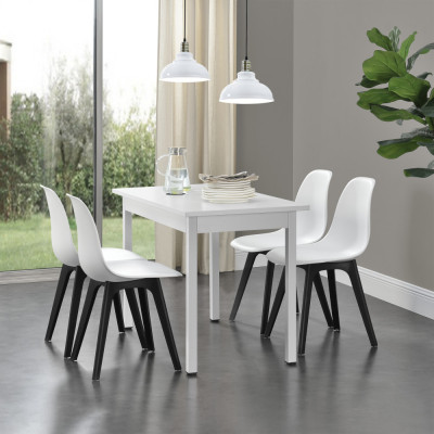 [en.casa]&amp;reg; Set patru bucati scaune design Ava, 83 x 54 x 48 cm, plastic, alb/negru HausGarden Leisure foto