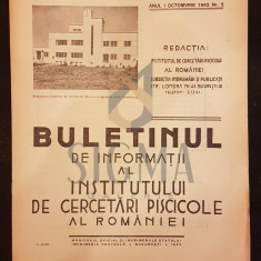 NICOLAE GAVRILESCU (DOCTOR), BULETINUL DE INFORMATII AL INSTITUTULUI DE CERCETARI PISCICOLE AL ROMANIEI, ANUL I, NUMARUL 5, OCTOMBRIE, 1942, BUCURESTI