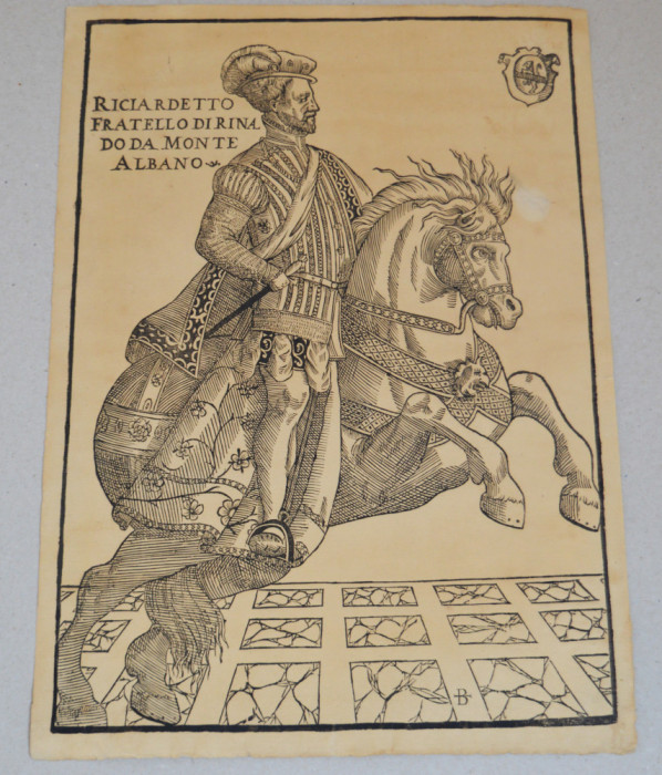 Soliani &quot;Riciardetto fratello di Rinaldo da Monte Albano&quot; xilogravura veche