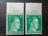 Gro&szlig;deutsches Reich-1944-Hitler Definitive (Michel 801 / 900) MNH Pereche de Margine Superioară cu Numere de Coală 16,80 și 21,00 -Bn1