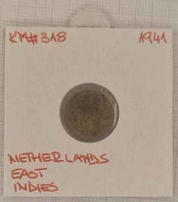 Netherlands East Indies, Indonezia, Indonesia, 1/10 Gulden 1941, Argint, KM#318 foto