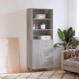 VidaXL Dulap &icirc;nalt, gri sonoma, 69,5x34x180 cm, lemn compozit