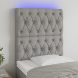 VidaXL Tăblie de pat cu LED, Gri deschis, 80x7x118/128 cm, textil