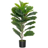 HOMCOM Plantă Artificială Ficus Lyrata &Icirc;naltă de 80 cm, Plantă Artificială Realistică pentru Interioare cu Vas, Decorațiune pentru Casă și Birou, Verd