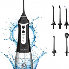 Cdless Water Flosser, TUREWELL 300ml Portable Water Dental Pick, 3 moduri de iri