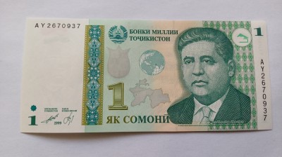 TADJIKISTAN -1 Somoni 1999 UNC foto