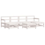 Set mobilier de gradina, 7 piese, alb, lemn masiv de pin